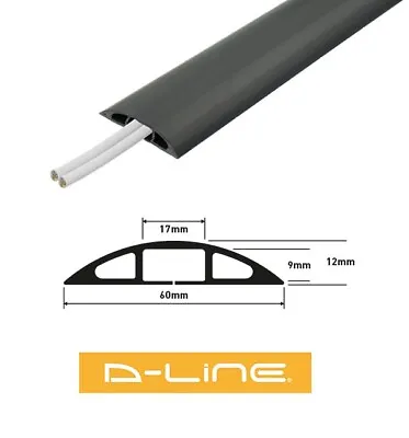 D-Line Floor Cable Cover Protector 60mm X 12mm Black Light Duty Office PVC Flexi • £7.69