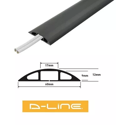 D-Line Floor Cable Cover Protector 60mm X 12mm Black Light Duty Office PVC Flexi • £7.69