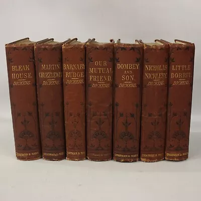 7x Antique CHARLES DICKENS Chapman & Hall C1900 - Props/Decoration/Display - EHB • £69.99