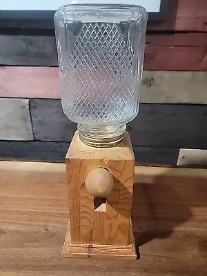 Vintage Wooden Mason Jar Gum Candy Marble Peanut Dispenser Rustic Look • $19.99