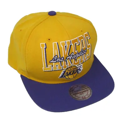 MITCHELL & NESS LOS ANGELES LAKERS  YELLOW GOLD/PURPLE SNAPBACK CAP Script • $22.17