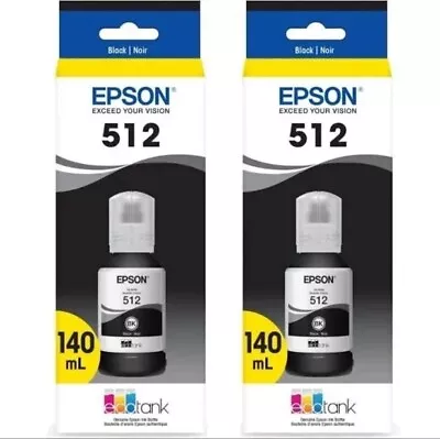 EPSON T512 Black EcoTank Genuine Ink Ultra-high Capacity T512020-S Twin 140ml X2 • $15.99