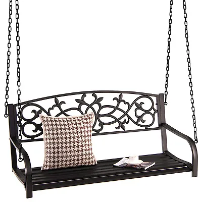 2-Person Patio Metal Porch Swing Outdoor Hanging Swing Bench Chair For Garden • $109.99