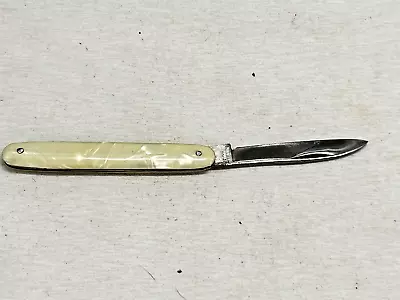 Vintage German Folding Pocket Knife Single Blade NICE! Cracked Ice OLD • $14.99