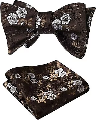 HISDERN Bow Ties For Men Floral Bowties Mens Self Tie Bow Tie Handkerchief Jacqu • $44.05