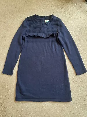 Yumi Girls Navy Warm Knitted Dress With Wool Size 128 Cm (8 Years) • £3.99