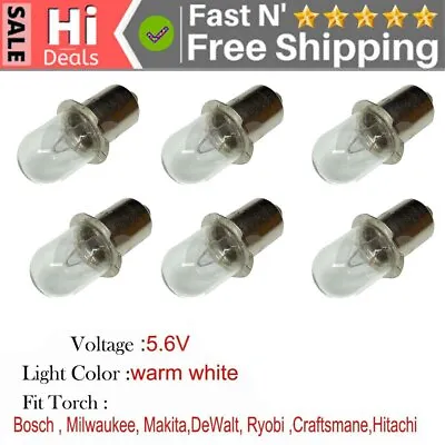 £5.46 • Buy 5.6V Bulbs For Makita Bosch Dewalt Xenon Ryobi Ridge Flashlight Work Light