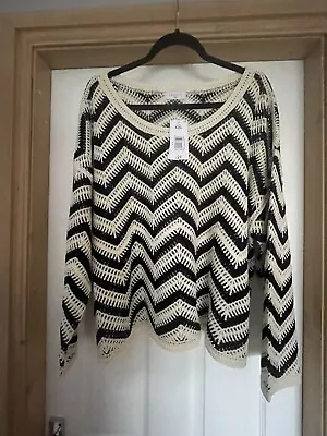 Matalan Black Zig Zag Crochet Jumper  • £5