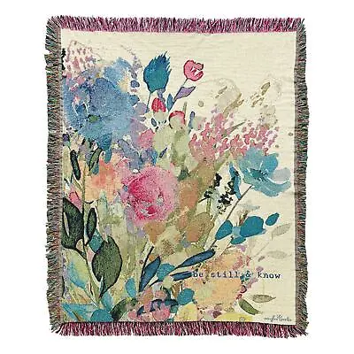 Manual Woodworkers Floral Throw Blanket - Psalm 46 Be Still & Know Afghan • $78.99