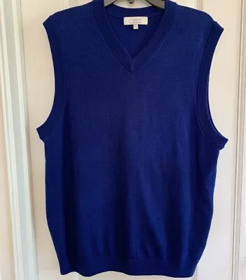 Turnbury Extra Fine Merino Wool Men’s Sweater Vest Royal Blue Size Large • $18.95