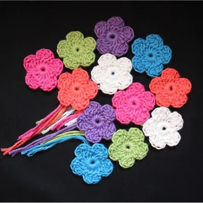 £3.50 • Buy Hand Crochet Cotton Flowers/Embellishments/Toppers/Applique Ideal For Crafting