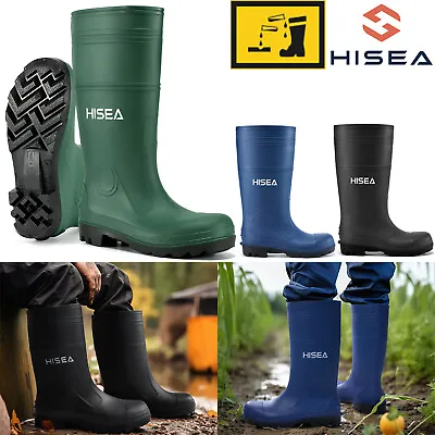 HISEA Men Rubber Rain Boots W/Steel Shank Waterproof Non-Slip Outdoor Work Shoes • $35.99