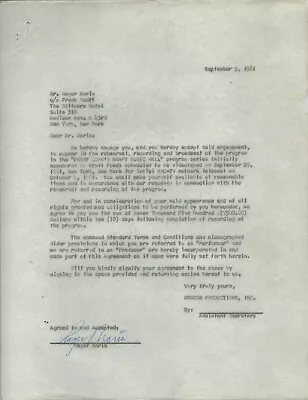 Roger Maris - Contract Signed 09/05/1961 • $2200