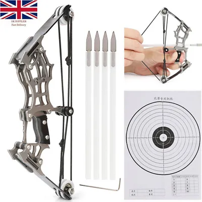 6  Mini Compound Bow Arrows Set Archery Shooting Target Pocket Bow Kids Toy Gift • £10.49