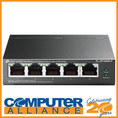 $64 • Buy 5 Port TP-Link TL-SF1005LP 10/100 Network Switch With 4-Port Power Over Ethernet