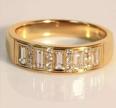 2.20 Ct Baguette Simulated Diamond Men Wedding Band Ring 925 Silver Gold Finish • $108.18