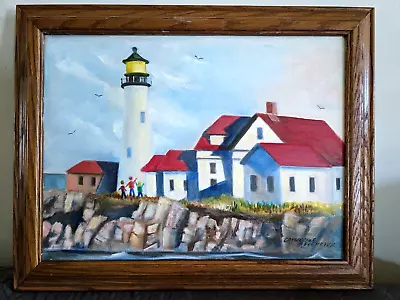 Vintage Signed Portland Head Lighthouse Original Oil Painting 12x16 In • $129.99