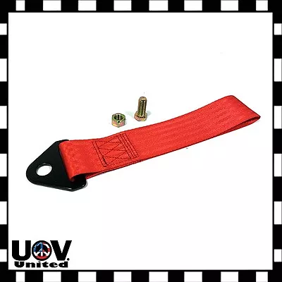 JDM Red High Strength Sports Racing Tow Strap Set Front Rear Bumper Towing Hook • $9.50