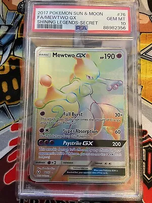 2017 Pokémon Shining Legends Mewtwo GX Hyper Rare 76/73 PSA 10 • $130.50