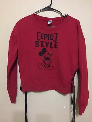 Mickey Mouse Women's Red Sweatshirt   Epic Style  W/ Laced Sides~ Size M • $18.59