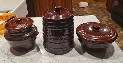  Marcrest Daisy Dot  Stoneware  Casserole Pot Cookie Jar & Bean Pot Mid Century • $75