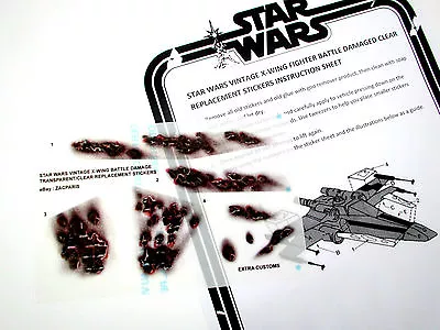 CUSTOM REPLACEMENT CLEAR STICKERS For VINTAGE STAR WARS - X-WING BATTLE DAMAGE + • $6.63