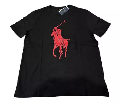 NEW Polo Ralph Lauren Mens Big Pony T-Shirt Black W/Red Logo Size Large NWT • $27.99