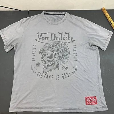 Von Dutch Skull Motorcycle Olil Gas Guts T-Shirt XL Gray LA California USA SOFT • $44