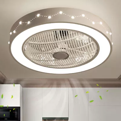 22'' Modern LED Ceiling Fan Remote Control Dimmable Light Flush Mount Chandelier • $49