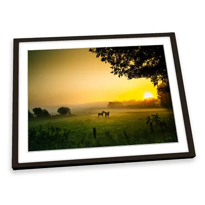 Horse Sunset Countryside FRAMED ART PRINT Picture Artwork • £10.99