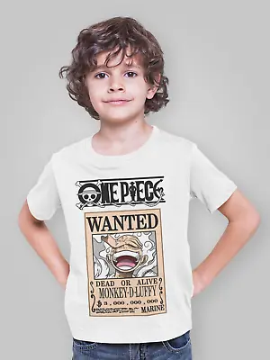 Kids One Piece Anime T Shirt Monkey D Luffy Manga T Shirt Gift Luffy Wanted • £12.99