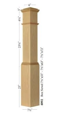 4092 White Oak Stair Box Newel Post Amish Made • $415