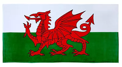 Wales Flag Cotton Beach Towel St David 100% Cotton     Bath Gym Beach Holiday • £9.99