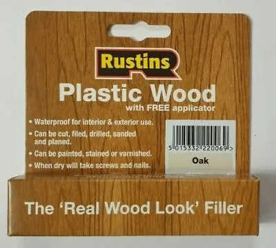 RUSTINS PLASTIC WOOD FILLER FOR CRACKS AND HOLES INTERIOR AND EXTERIOR - 20g • £5.25