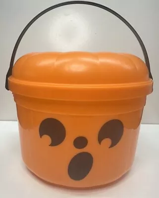 Vtg McBoo Bucket 1986 McDonalds Happy Meal Boo Bucket Orange Pail Ghost See Disc • $5