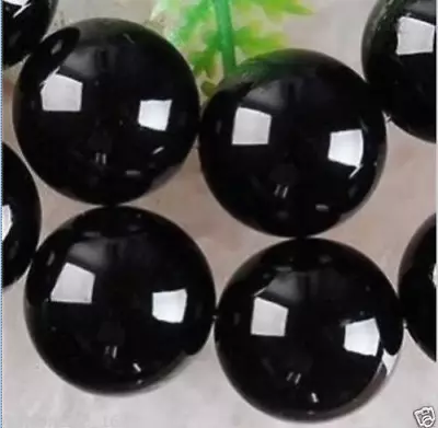 8mm Black Agate Onyx Round Loose Beads Gemstone 15 AA+ • $0.54