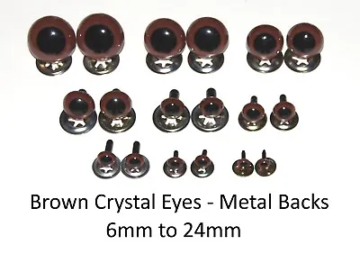 BROWN Crystal Eyes With METAL BACKS - Teddy Bear Soft Toy Doll Animal Safety • £3.29
