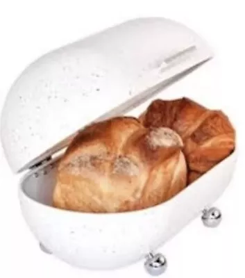 Powdered Coated Steel Marble Bread Box White • $24.99