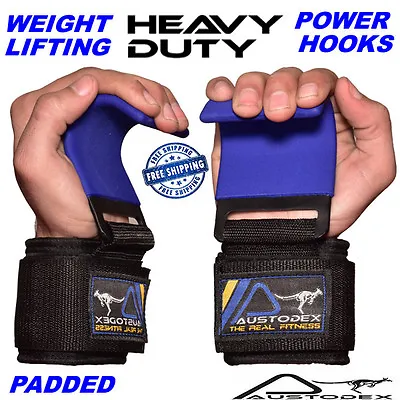 Weight Lifting Power Hooks Power Grips Wrist Support Bar Straps Gym Hook Gloves • $21.99