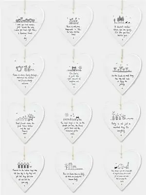 £5.95 • Buy East Of India Wobbly White Porcelain Heart With Sayings Sign Friends Gift 10cm