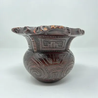 Vintage Brazilian Marajoara Art  Terracotta Face Vase Amazone Pottery Vase  • $29
