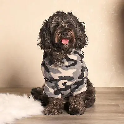 Camo Dog Fleece Jumper Coat Pet Blanket Travel Soft Warm Clothes Winter Jacket • £7.49