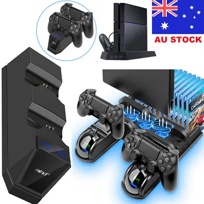 $21.99 • Buy For PS4 Pro/Slim Controller Vertical Stand Charging Dock Station + Cooling Fan