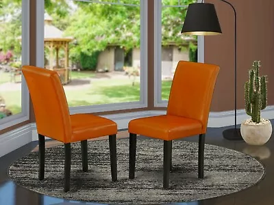 Set Of 2 Abbott Parsons Kitchen & Dining Chairs PU Leather Bean Color Black Legs • $145