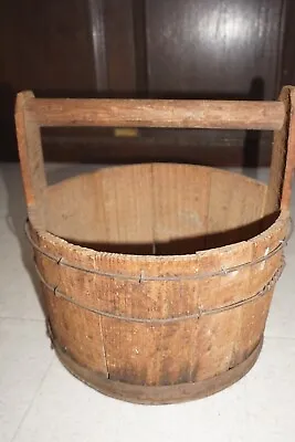 Vintage Wood Chore Bucket Or Wishing Well Bucket Vintage Antique • $56.25