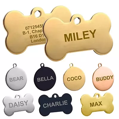 Personalised Engraved Dog Tag ID / Double Sided Dog Cat Pets Name Identity • £2.69