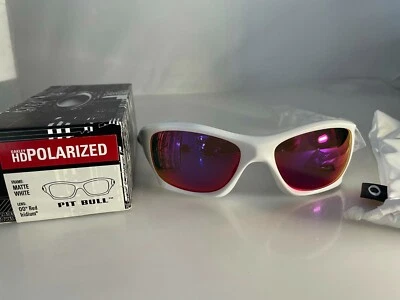 $175 • Buy Brand New Oakley Pit Bull Matte White/oo Red Hd Polarized
