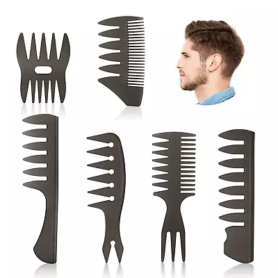 Mens Styling Comb 6Pcs Wide Tooth Hair Comb Styling Set Professional Shaping & • $10.42