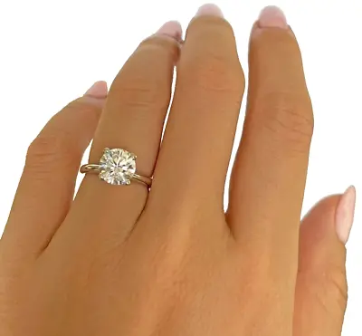 Diamond Ring VS1 F 2 Ct Round Excellent AGI Certified Lab Created 14K White Gold • $2199.99