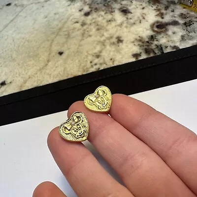 Signed Avon Disney Gold Tone Small Dainty Minnie Mouse Heart Clip On Earrings • $17.99